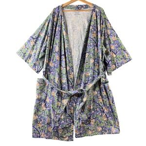 Vera Bradley Purple Sloth Floral Print Cotton Blend Robe Size 2XL/3XL Kimono
